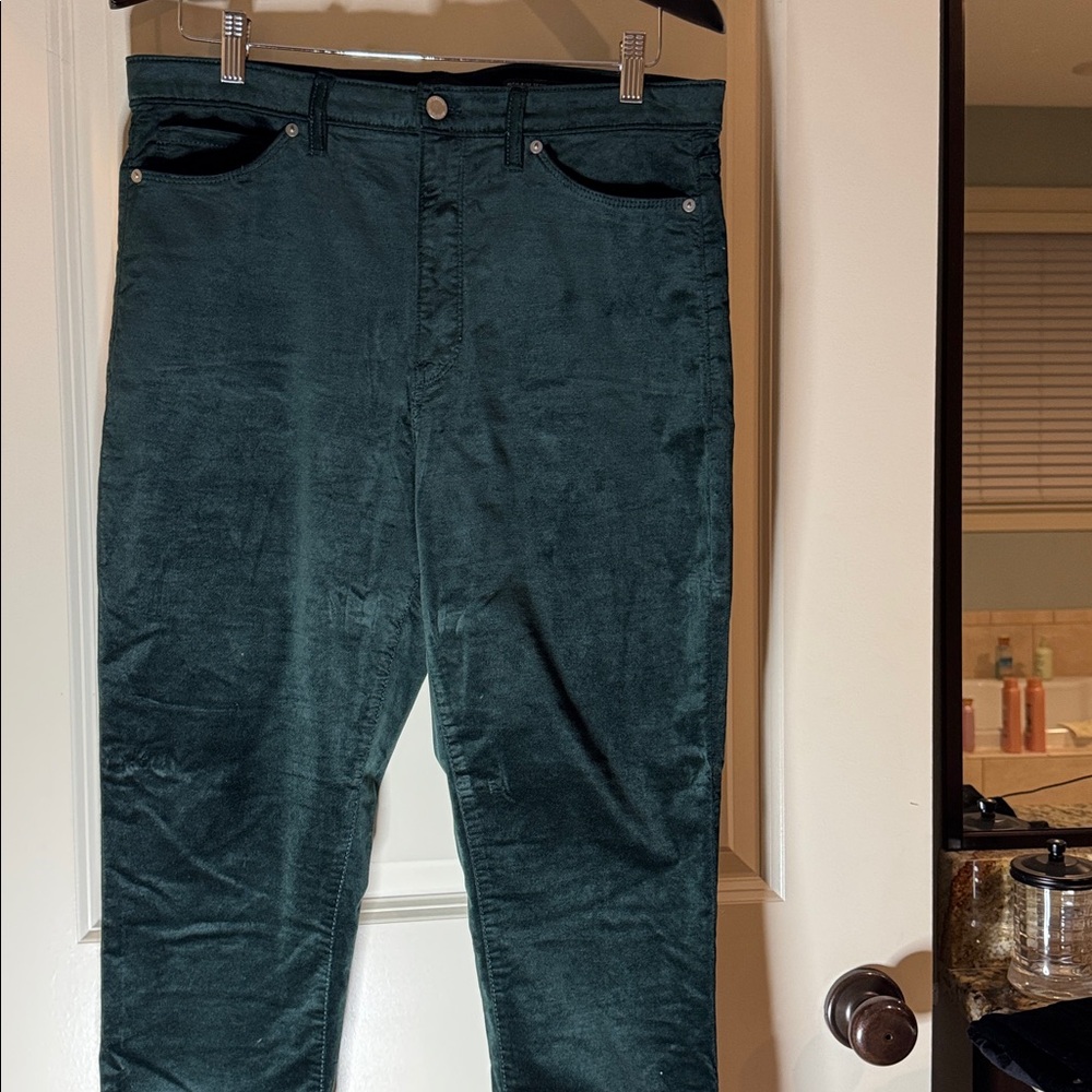 Banana Republic Deep Green High-Rise velvet pants